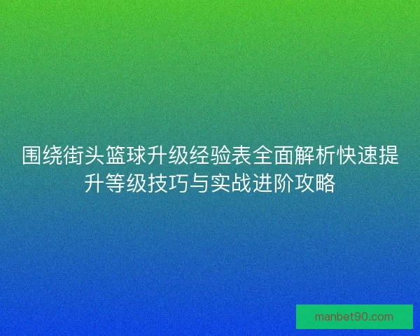 围绕街头篮球升级经验表全面解析快速提升等级技巧与实战进阶攻略